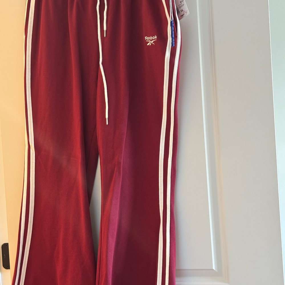 Forever 21 Reebok Maroon Sweatpants with White Side Stripes